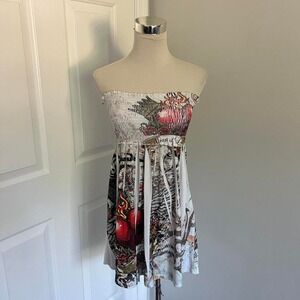WHITE‎ KATYDID ED HARDY STYLE TUBE TOP